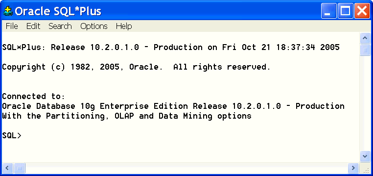 SQL*Plus window