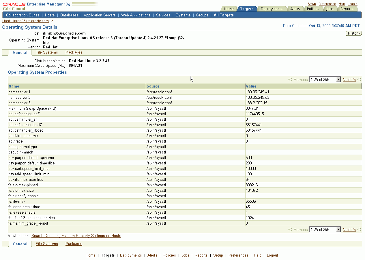 This is the Host Operating System Details page.