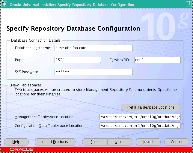 Specify Repository Database Configuration