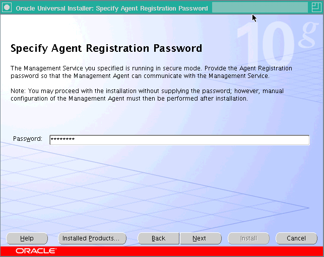 Specify agent registration password.