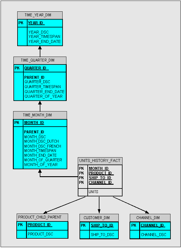 Diagram of a snowflake schema