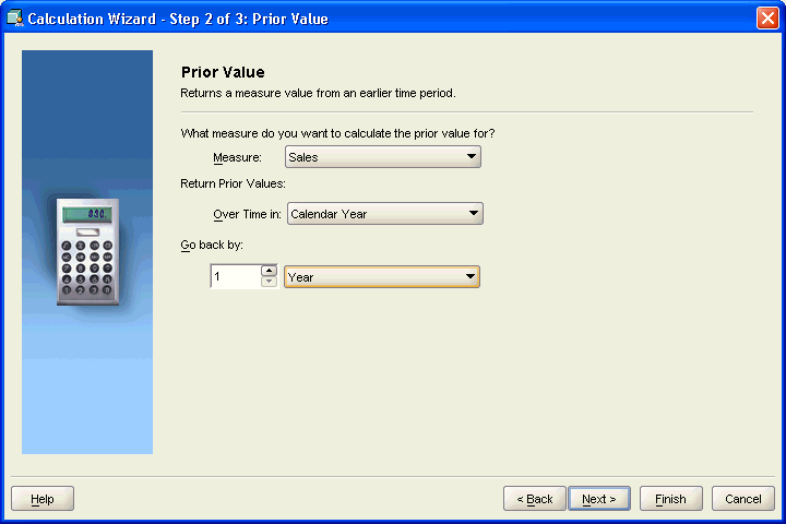 Prior Value page of the Calculation Wizard